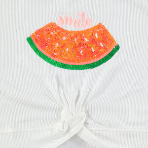 Junior - Ensemble avec pastèque en sequins et short en jersey chiné 