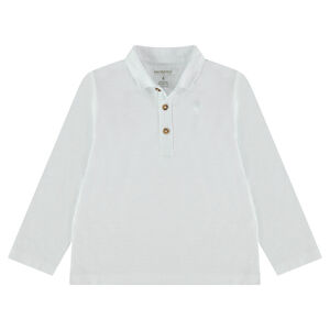 Polo manches longues en jersey slub avec logo printé 