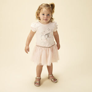 Robe effet 2 en 1 à tulle imprimé papillons pour bébé fille 