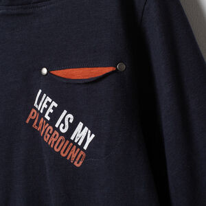 T-shirt manches longues à capuche print ballon 