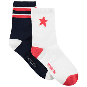 Lot de 2 paires de chaussettes avec étoile et bandes en jacquard 
