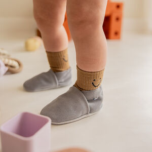 Chaussons souples 0-3M en suède Babysoft sky 