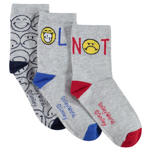 Lot de 3 paires de chaussettes avec motif Smiley en jacquard 