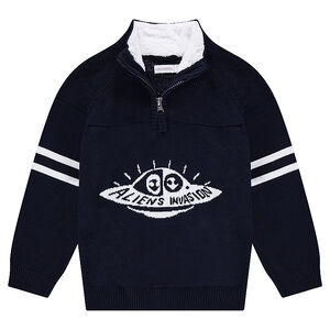 Pull en tricot avec col zippé doublé sherpa 