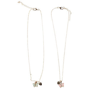 Lot de 2 colliers pendentifs papillons fille 