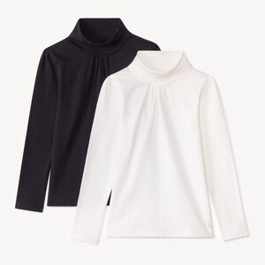 Lot de 2 sous-pulls unis à col roulé fille 
