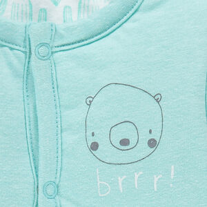 Gilet en coton réversible uni/imprimé avec ourson printé 