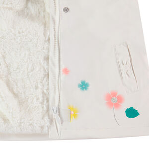 Parka en gomme doublée sherpa avec fleurs printées  