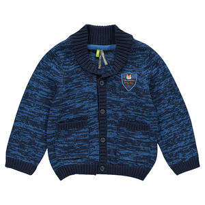 Gilet en maille nuancée avec col châle et patch forme écusson 