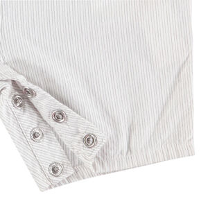 Salopette courte à fines rayures verticales en coton à poches 