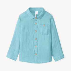 Chemise manches longues uni en double gaze pour bébé garçon 