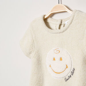 Robe manches courtes en maille chenille avec badge Smiley 