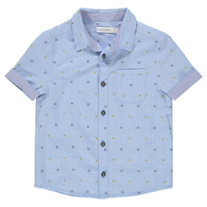 Chemise manches courtes avec motif contrasté en jacquard 