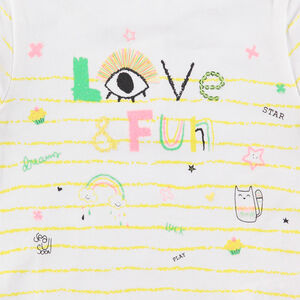 T-shirt manches courtes rayé à motifs colorés fantaisie 