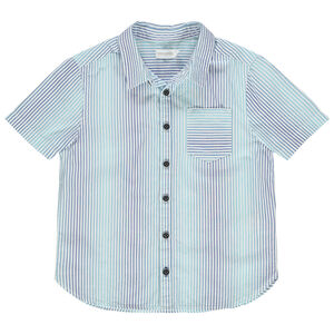 Chemise manches courtes à rayures verticales et poche 