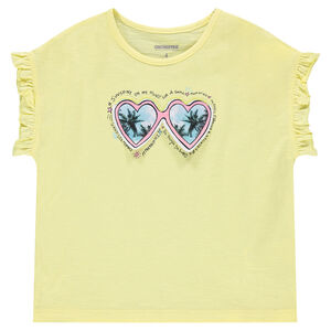Tee-shirt à manches courtes volantées et lunettes patchées 