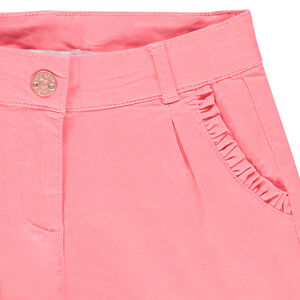 Short en satin de coton uni à poches volantées  