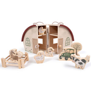Ferme en bois avec poignées et 8 figurines 18m+ 