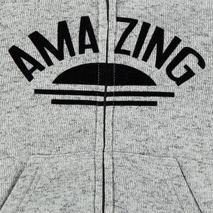 Veste en molleton chiné avec capuche doublée sherpa et textes printés 