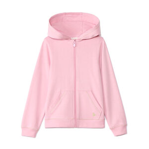 Gilet à capuche en molleton brodé cœur fille 