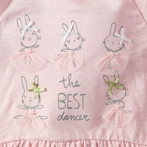 Tunique volantée manches longues avec lapins en tutu printés 