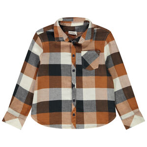 Chemise manches longues à carreaux avec poche garçon 