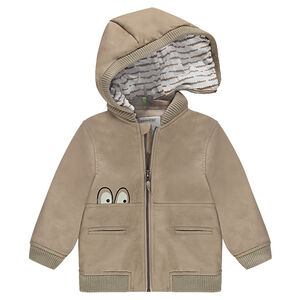 Veste effet cuir à capuche amovible avec yeux printés 