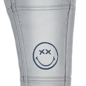 Jeans en molleton effet used avec prints Smiley 