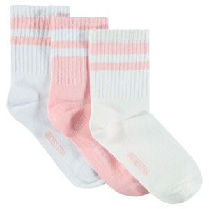 Lot de 3 paires de chaussettes hautes avec bord-côte rayé 