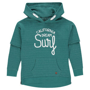 Junior - Sweat en molleton à capuche effet 2 en 1 avec message printé 