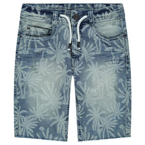 Junior - Bermuda en jeans avec palmiers all-over  