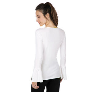 Tee-shirt de grossesse en maille côtelée à manches évasées 