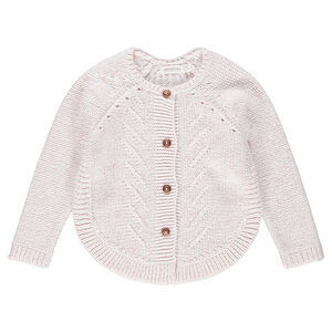 Gilet en tricot avec jeux de mailles et pans arrondis 