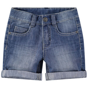 Bermuda en jeans effet used et crinkle 