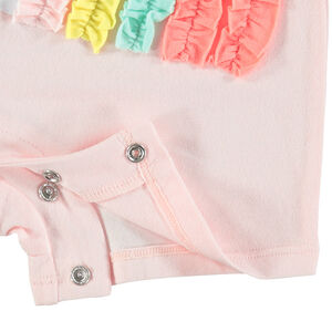 Combinaison courte avec cygne printé et ruchés colorés 