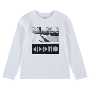 Junior - Tee-shirt manches longues en jersey avec motif en sequins magiques 