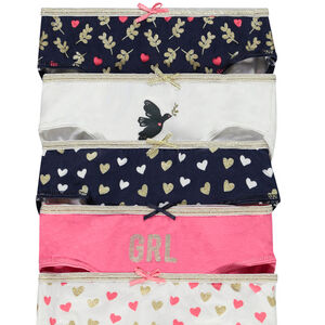 Lot de 5 culottes imprimé cœurs pailletés fille 