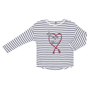 Junior - Tee-shirt manches longues style marinière avec print 