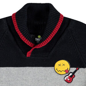 Pull en tricot avec badge et motif jacquard Smiley 
