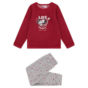 Pyjama en velours avec print Mickey et Minnie 