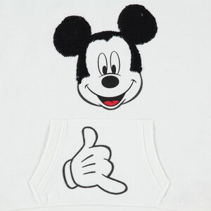 Sweat en molleton à capuche manches courtes print Mickey en sequins 