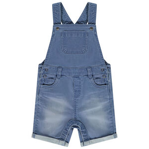 Salopette courte uni en denim pour bébé garçon 