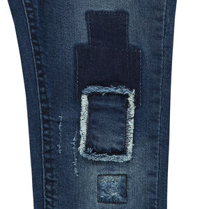 Junior - Jeans effet crinkle avec patchs effet used 