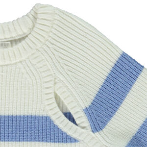 Pull en tricot rayé avec emmanchures ajourées fille 