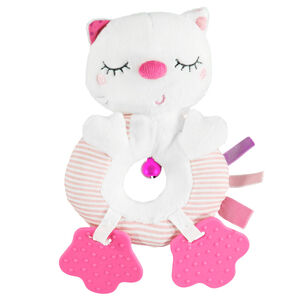 Hochet chat fantaisie en sherpa, velours et jersey 