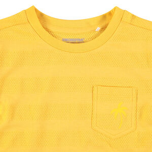 T-shirt manches courtes à rayures fantaisie et poche print palmier 