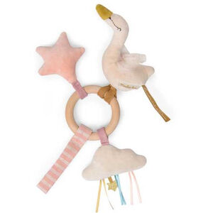Hochet avec anneau bois - La petite école de danse - Cygne or 