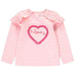 Sweat molleton avec coeur en jacquard et motif à sequins et franges 