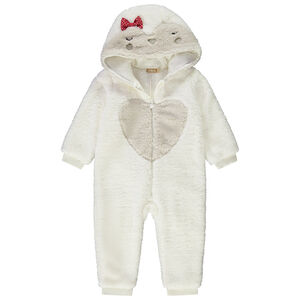 Surpyjama ludique en sherpa pingouin pour bébé fille 