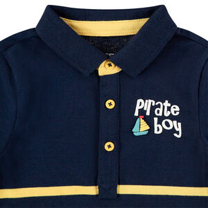 Polo manches longues en coton bio à rayures 